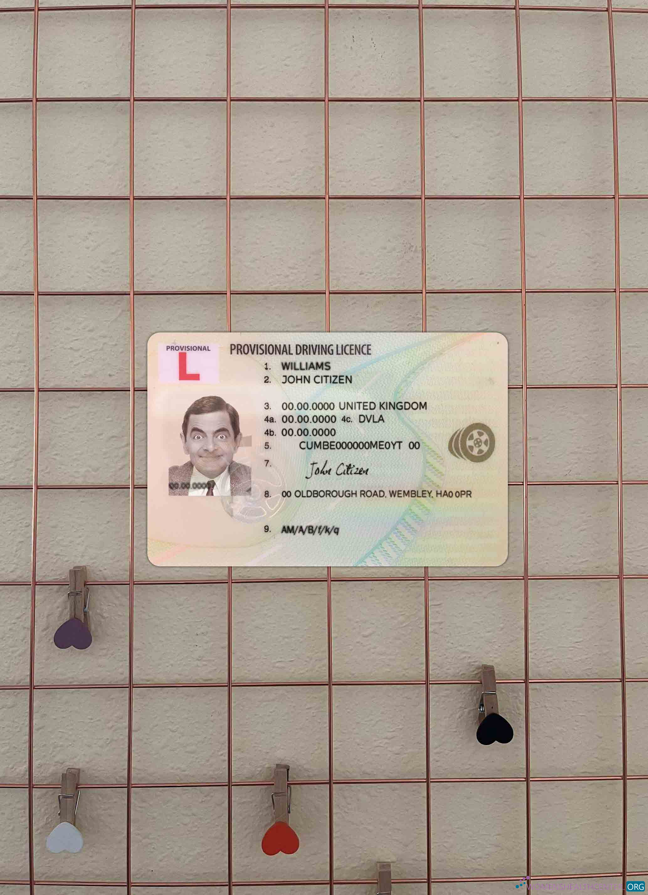 Download United Kingdom provisional driving license photolook FRONT Photoshop template